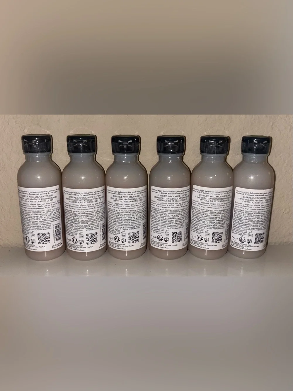 Bundle of 6 Travel Sized Fresh Milk Body Cleanser - 2.5 fl oz ea 15oz. Total